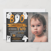 小さなブー!ハロウィーン2回目の誕生日の写真 招待状 (正面)