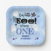 小さなブー！可愛いブルーボーイハロウィーン1回目の誕生日 ペーパープレート (正面)