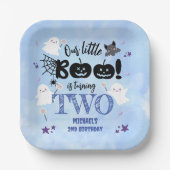 小さなブー！可愛いブルーボーイハロウィーン2回目の誕生日 ペーパープレート (正面)