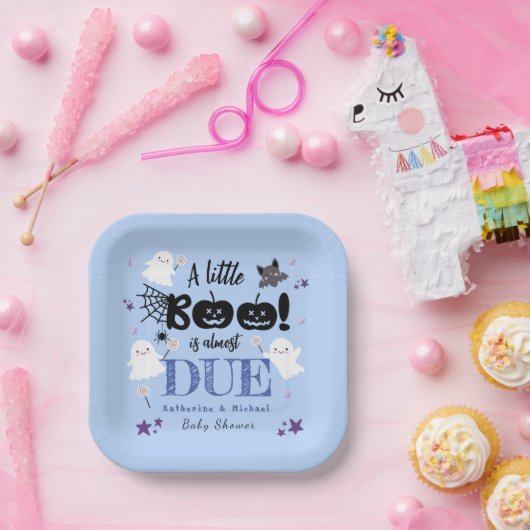 小さなブー!可愛い幽霊少年ハロウィーンベイビーシャワー ペーパープレート (パーティー)