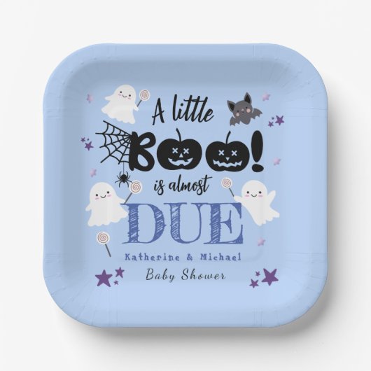 小さなブー!可愛い幽霊少年ハロウィーンベイビーシャワー ペーパープレート (正面)