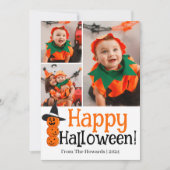 小さなブー！可愛不気味いハロウィンの家族の写真 シーズンカード (正面)