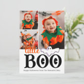 小さなブー！可愛不気味いハロウィンの家族の写真 シーズンカード (スタンド正面)