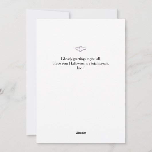 小さなブー！可愛不気味いハロウィンの家族の写真 シーズンカード (裏面)