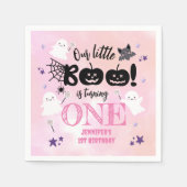 小さなブー！女の子ピンクかわいいハロウィーン1st誕生日 スタンダードカクテルナプキン (正面)