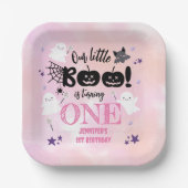 小さなブー！女の子ピンクかわいいハロウィーン1st誕生日 ペーパープレート (正面)