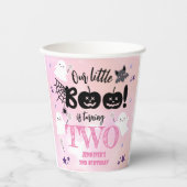 小さなブー!女の子ピンクかわいいハロウィーン2回目の誕生日 紙コップ (正面)