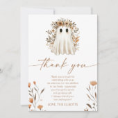 小さなブーBoho幽霊ワイルドフラワーベイビーシャワー サンキューカード (正面)