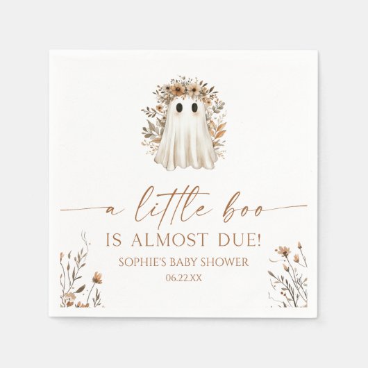 小さなブーBoho幽霊ワイルドフラワーベイビーシャワー スタンダードカクテルナプキン (正面)