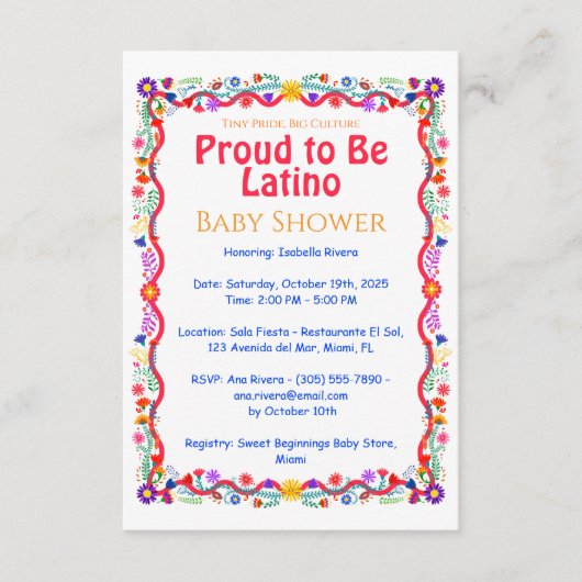 小さなプライド、大きな文化 - ラティーノの赤ちゃんであることを誇りに思う エンクロージャーカード (正面)