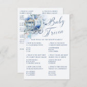小さなプリンスブルー王室のシャワーベビートリビア エンクロージャーカード (正面/裏面)