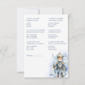 小さなプリンスブルー王室のシャワーベビートリビア 招待状 (裏面)