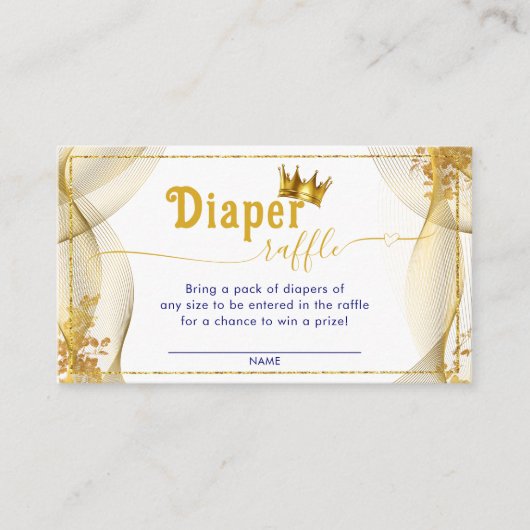 小さなプリンスベビーシャワーおむつラッフルチケット エンクロージャーカード (正面)