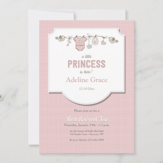 小さなプリンセスがここに 会って歓迎しよう 招待状 (正面)