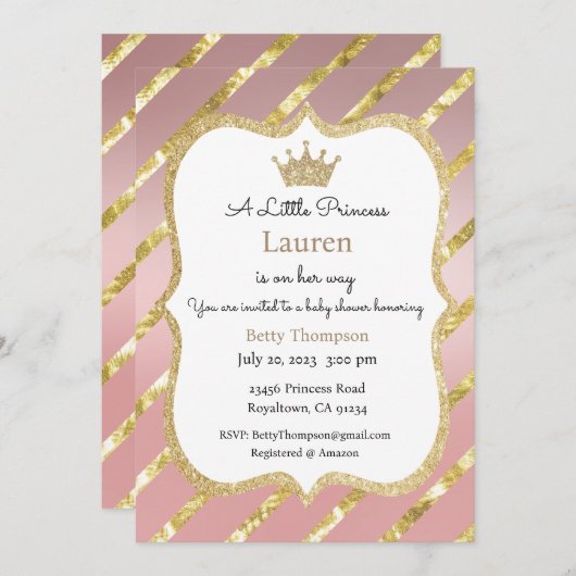 小さなプリンセスがやってくる 招待状, ティアラ 招待状 (正面/裏面)