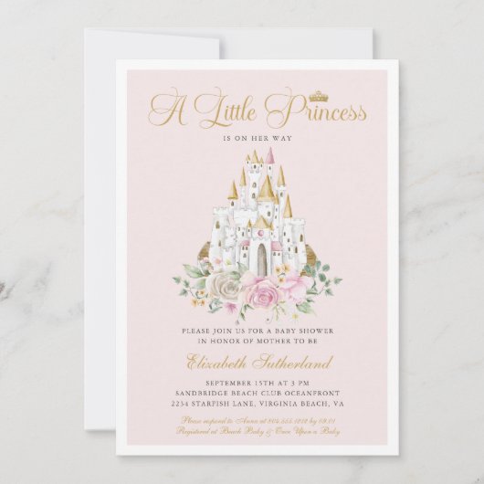 小さなプリンセスが彼女の方法で女の子の赤ちゃんシャワー 招待状 (正面)