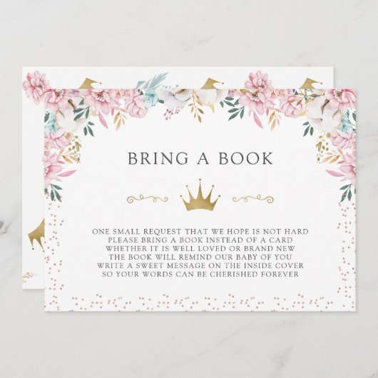 小さなプリンセスが本を持って来る 招待状 (正面/裏面)