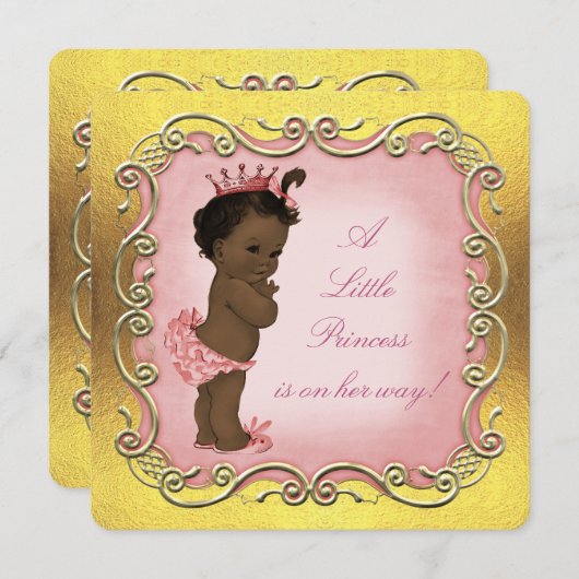 小さなプリンセスが民族的な赤ちゃんシャワーに向かっている 招待状 (正面/裏面)