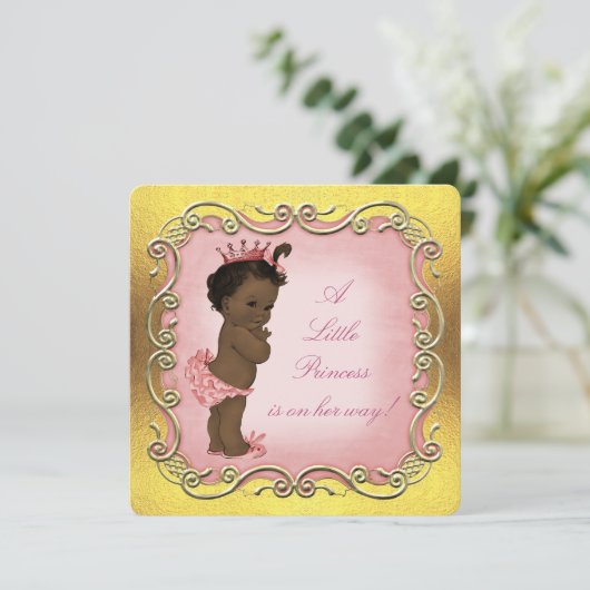 小さなプリンセスが民族的な赤ちゃんシャワーに向かっている 招待状 (スタンド正面)