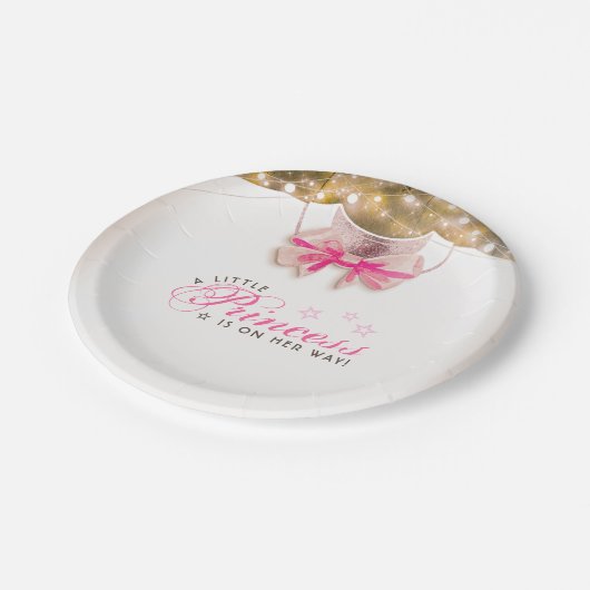 小さなプリンセスが赤ちゃんシャワーを浴びる ペーパープレート (アングル)