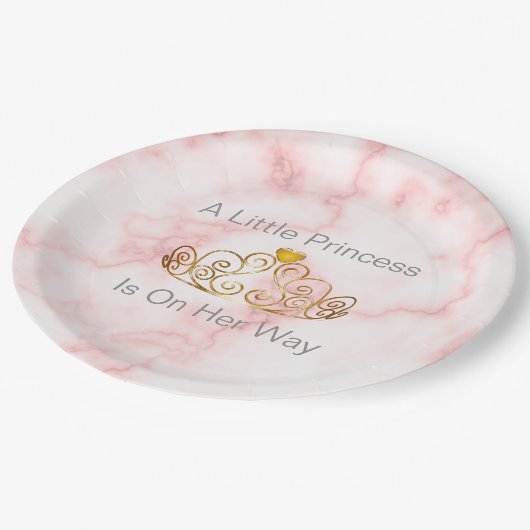 小さなプリンセスが、女の子のベビーシャワーを受ける ペーパープレート (アングル)