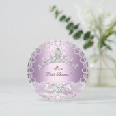 小さなプリンセスのベビーシャワーガール ピンク ライラック パール 招待状 (スタンド正面)