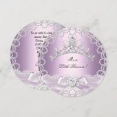 小さなプリンセスのベビーシャワーガール ピンク ライラック パール 招待状 (正面/裏面)