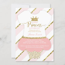 小さなプリンセスのベビーシャワー招待状, 偽のグリッター