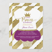 小さなプリンセスのベビーシャワー招待状、疑似グリッター 招待状 (正面/裏面)
