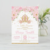 小さなプリンセスのベビーシャワー カート ピンク フラワー 招待状 (スタンド正面)