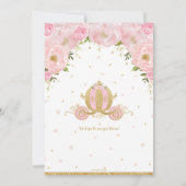 小さなプリンセスのベビーシャワー カート ピンク フラワー 招待状 (裏面)