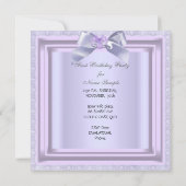 小さなプリンセスの初めての誕生日パーティーの写真 ラベンダー2 招待状 (裏面)