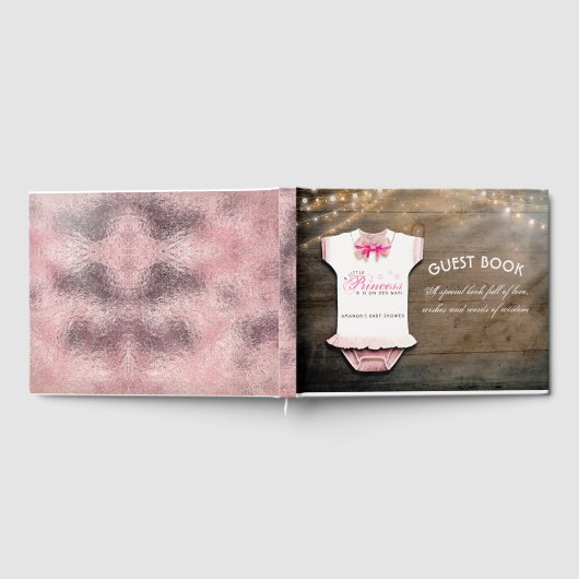 小さなプリンセスの赤ちゃんシャワーの願いと知恵 ゲストブック (全面)