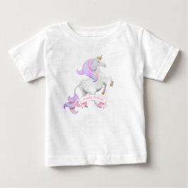 小さなプリンセスを育てるユニコーン 王冠の花 ベビーTシャツ