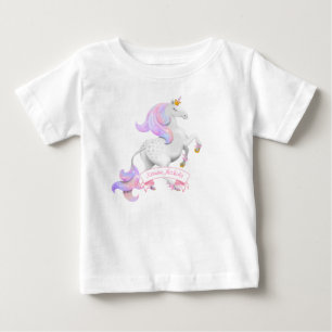小さなプリンセスを育てるユニコーン 王冠の花 ベビーTシャツ