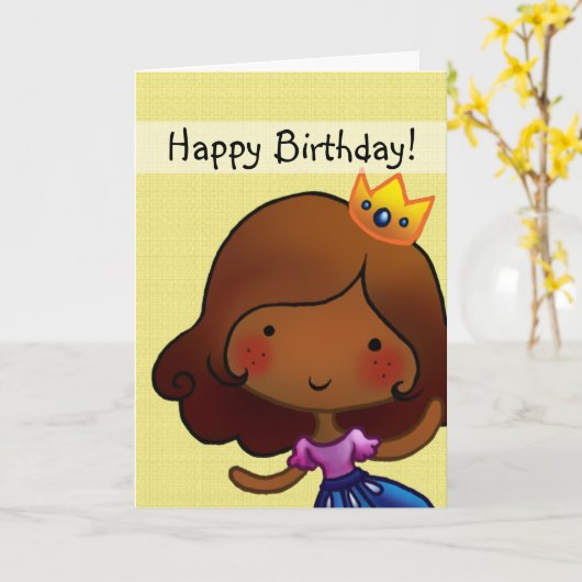 小さなプリンセスカスタマイズ可能な誕生日カード カード (黄色い花)