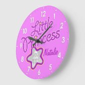 小さなプリンセススター写真ピンクの女の子の壁時計 ラージ壁時計 (傾斜)