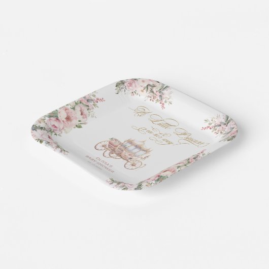 小さなプリンセスピンクと金ゴールドの赤ちゃんシャワー ペーパープレート