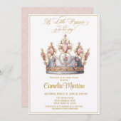 小さなプリンセスピンクと金ゴールド赤ちゃんシャワー 招待状 (正面/裏面)