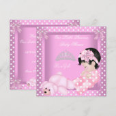 小さなプリンセスベイビーシャワーの女の子ピンクの水玉2 招待状 (正面/裏面)