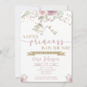 小さなプリンセスママベビースワンクラウンベビーシャワー 招待状 (正面)