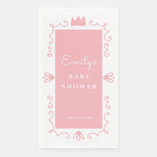 小さなプリンセスモダンピンクの女の子の赤ちゃんシャワー (正面)