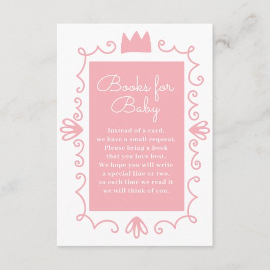 小さなプリンセスモダンピンクの女の子の赤ちゃんシャワー エンクロージャーカード (正面)