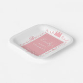 小さなプリンセスモダンピンクの女の子の赤ちゃんシャワー ペーパープレート (傾斜あり)