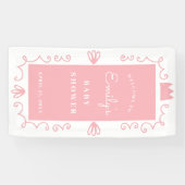 小さなプリンセスモダンピンクの女の子の赤ちゃんシャワー 横断幕 (横)