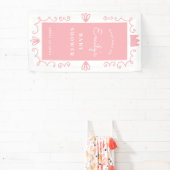 小さなプリンセスモダンピンクの女の子の赤ちゃんシャワー 横断幕 (インサイチュ)