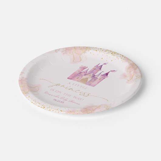 小さなプリンセス王室の城の赤ちゃんシャワー ペーパープレート (アングル)