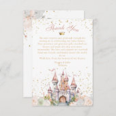 小さなプリンセス赤面金ゴールドクラウンキャッスルシャワー サンキューカード (正面/裏面)