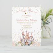小さなプリンセス赤面金ゴールドクラウンキャッスルシャワー 招待状 (スタンド正面)