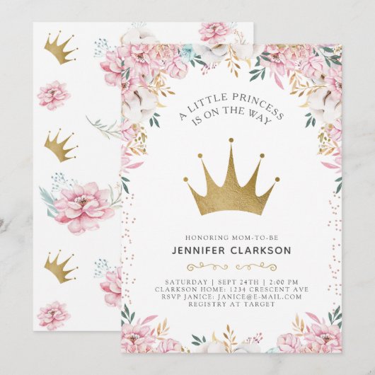 小さなプリンセス 招待状 (正面/裏面)